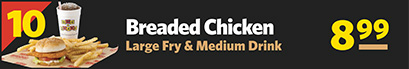 #10 Breaded Chicken, Large Fry & Medium Drink