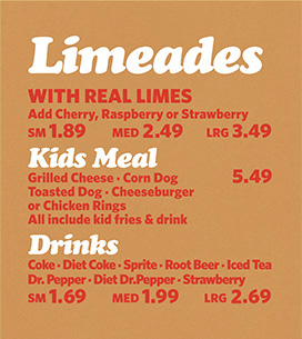 Limeades, Kids Meal & Drinks
