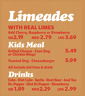 Limeades, Kids Meal & Drinks